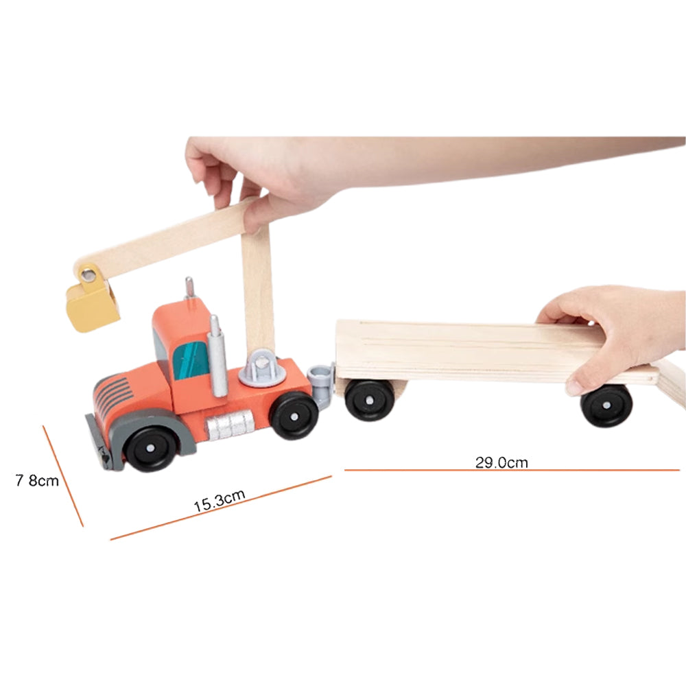Wood Construction Vehicle Set (14 pieces)