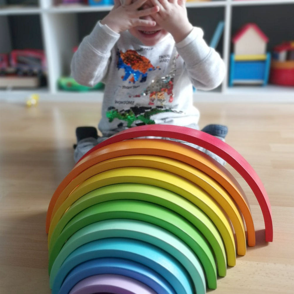 Wooden building blocks rainbow